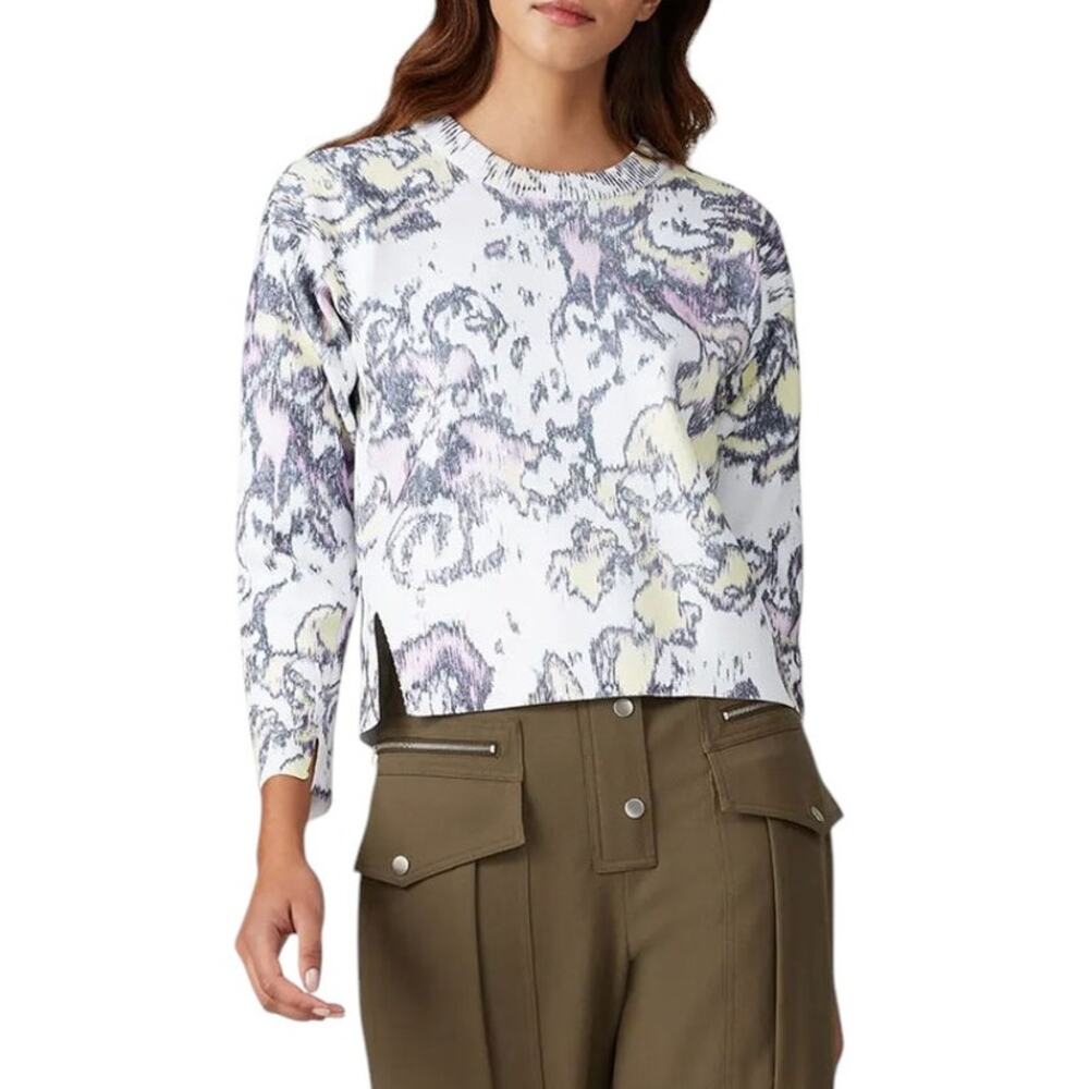 3.1 Phillip Lim White Abstract Daisy Pullover Sweater